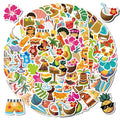 100 PCS Summer Stickers for Kids Summer Party Favors Shell Stickers Pool Party Decorations Summer Gifts Summer Themed Stickers Beach Sticker Waterproof Stickers