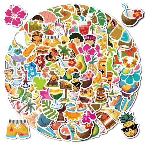 100 PCS Summer Stickers for Kids Summer Party Favors Shell Stickers Pool Party Decorations Summer Gifts Summer Themed Stickers Beach Sticker Waterproof Stickers